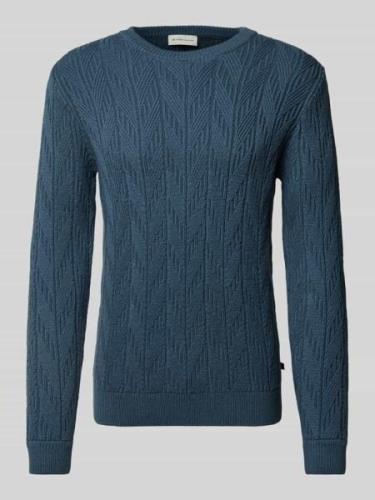 Tom Tailor Strickpullover mit Rundhalsausschnitt in Rauchblau, Größe L