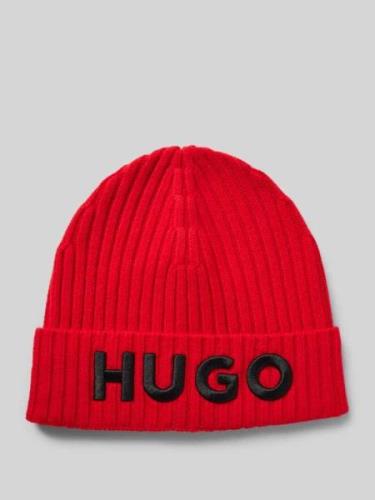 HUGO Beanie mit Label-Detail in Rot, Größe 1