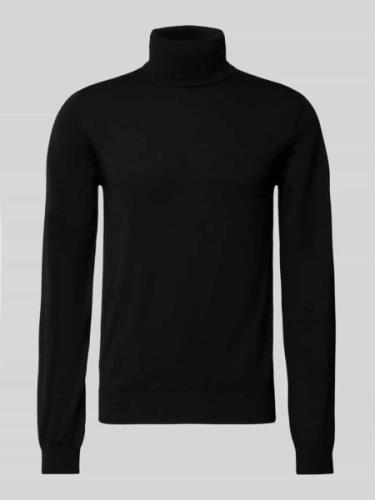 HUGO Wollpullover mit Rollkragen Modell 'San Thomas' in Black, Größe L