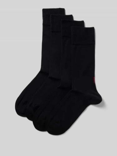 HUGO Socken mit Label-Print im 4er-Pack in Black, Größe 39-42