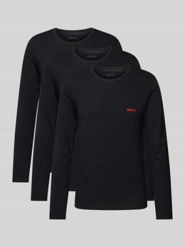 HUGO Longsleeve mit Label-Print in Black, Größe L