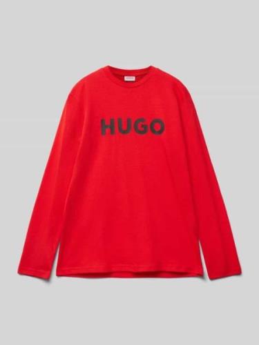 HUGO Longsleeve mit Label-Print in Rot, Größe 140