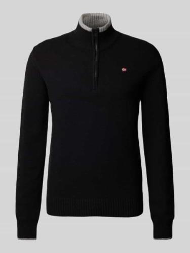 Napapijri Strickpullover mit Logo-Stitching Modell 'DAIN' in Black, Gr...