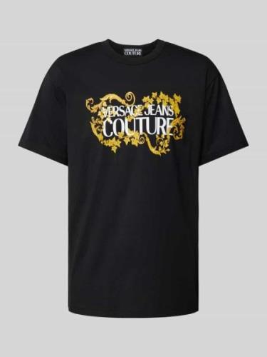 Versace Jeans Couture T-Shirt mit Motiv- und Label-Print in Black, Grö...