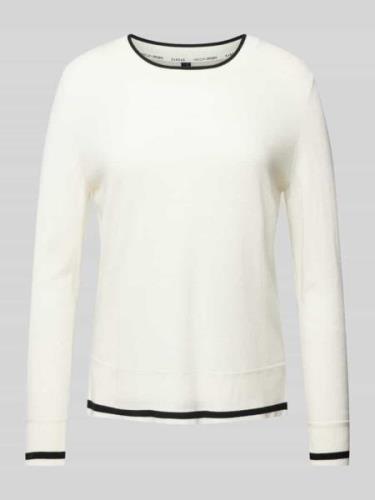 Marc Cain Strickpullover mit Kontraststreifen in Offwhite, Größe 36