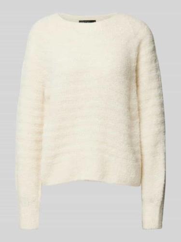 Marc Cain Strickpullover mit Strukturmuster in Offwhite, Größe 36