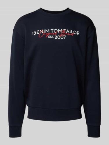 TOM TAILOR DENIM Basic Fit Sweatshirt mit Label-Schriftzug in Marine, ...