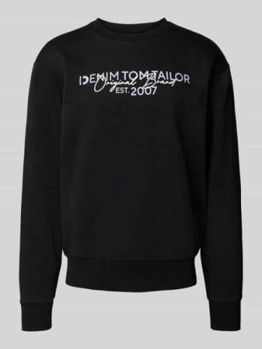 TOM TAILOR DENIM Basic Fit Sweatshirt mit Label-Schriftzug in Black, G...