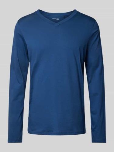 Schiesser Longsleeve mit V-Ausschnitt in Royal, Größe 48