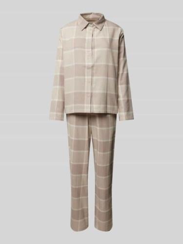 Schiesser Pyjama mit durchgehender Knopfleiste in Beige, Größe 36