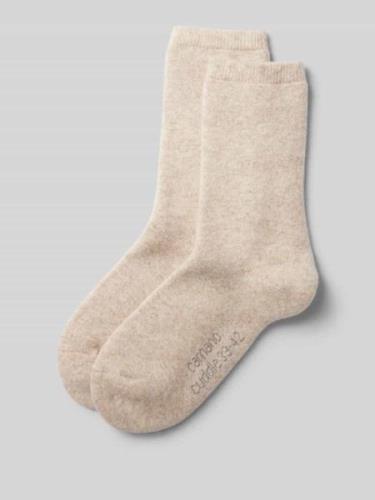 camano Socken mit Label-Schriftzug in Beige Melange, Größe 35-38