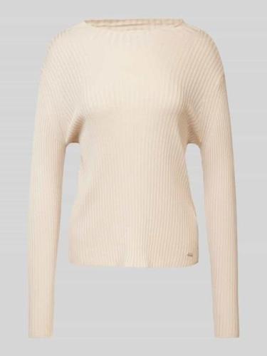 More & More Strickpullover mit U-Boot-Ausschnitt in Beige, Größe 34