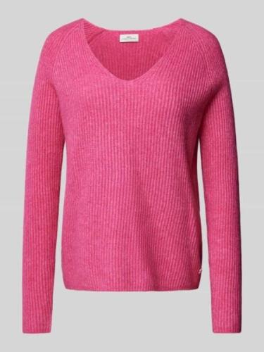 Fynch-Hatton Strickpullover mit V-Ausschnitt in Pink, Größe L