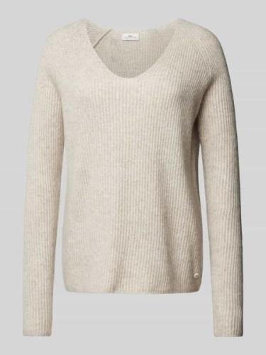 Fynch-Hatton Strickpullover mit V-Ausschnitt in Beige Melange, Größe L