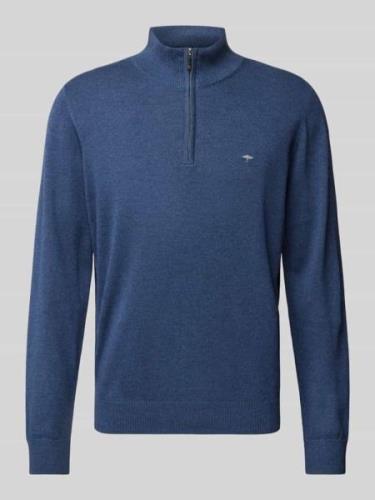 Fynch-Hatton Strickpullover mit Troyer-Kragen in Jeansblau, Größe L