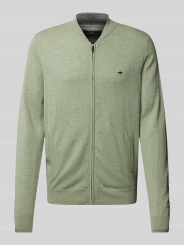 Fynch-Hatton Cardigan mit Logo-Stitching in Khaki, Größe L