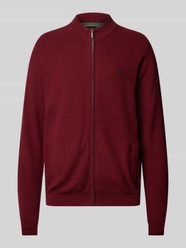 Fynch-Hatton Regular Fit Strickjacke mit Reißverschluss in Bordeaux, G...