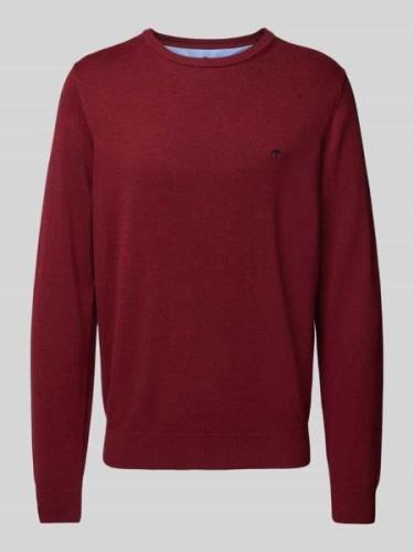 Fynch-Hatton Strickpullover mit Logo-Stitching in Bordeaux, Größe L