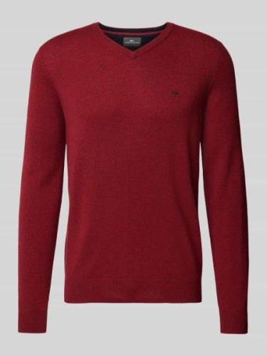 Fynch-Hatton Strickpullover mit V-Ausschnitt in Bordeaux, Größe L