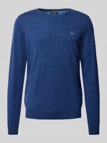 Fynch-Hatton Strickpullover mit Label-Stitching in Rauchblau, Größe L