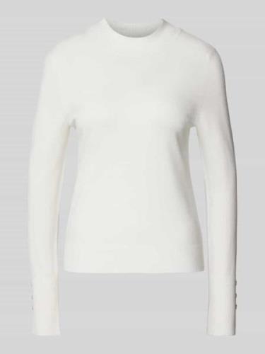 comma Strickpullover mit gerippten Abschlüssen in Offwhite, Größe 34