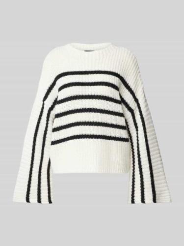 comma Strickpullover mit Trompetenärmeln in Offwhite, Größe L