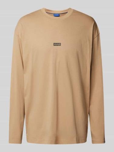 Hugo Blue Longsleeve mit Label-Print Modell 'Nichaboso' in Beige, Größ...