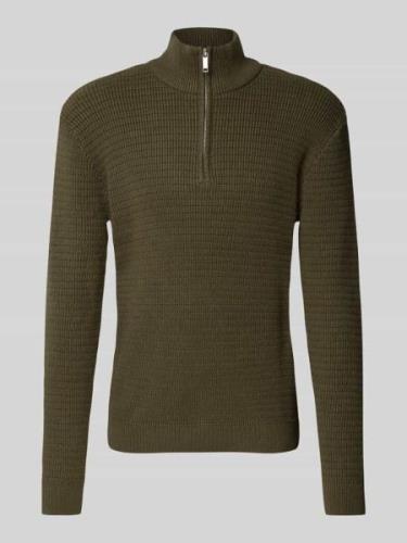 SELECTED HOMME Strickpullover mit Stehkragen Modell 'THEO' in Dunkelgr...