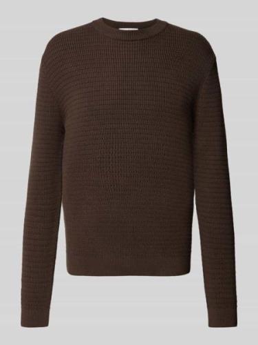 SELECTED HOMME Strickpullover mit gerippten Abschlüssen in Mittelbraun...