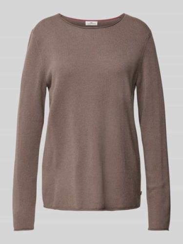 Fynch-Hatton Pullover aus Woll-Mix mit Label-Detail in Taupe, Größe L