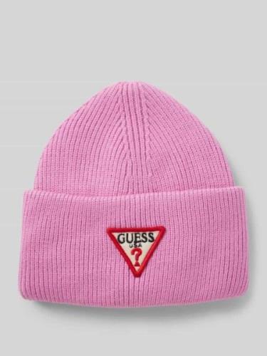 Guess Beanie mit Label-Stitching in Pink, Größe L