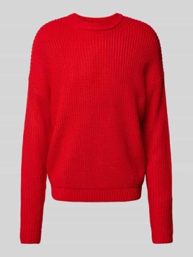 REVIEW Strickpullover mit Rundhalsausschnitt in Rot, Größe L