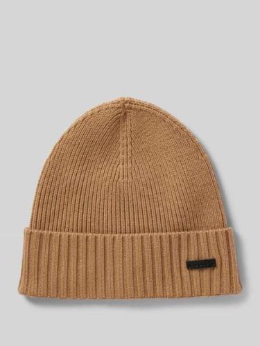 BOSS Beanie aus Schurwolle mit Label-Detail Modell 'Fati' in Beige, Gr...