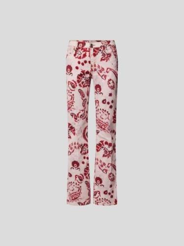 Etro Straight Fit Jeans mit Paisley-Dessin in Rot, Größe 27