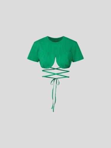 Jacquemus Cropped T-Shirt mit Schnürung in Gruen, Größe S