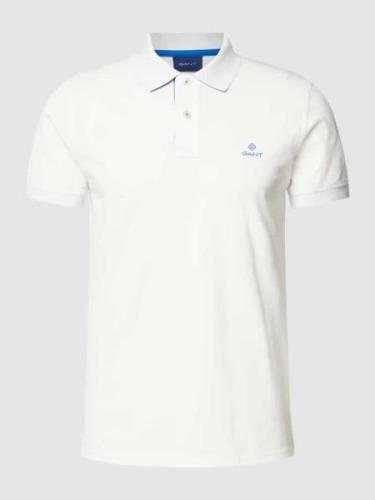 Gant Poloshirt mit Label-Stitching in Offwhite, Größe L