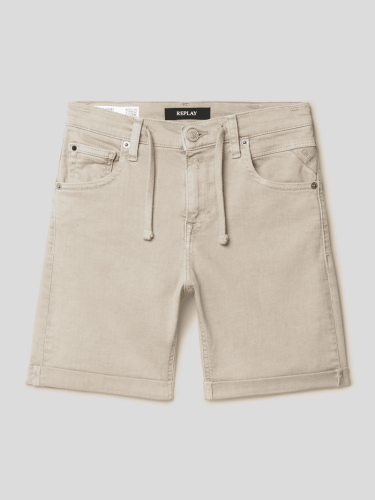 Replay Jeansshorts mit Label-Details in Sand, Größe 164