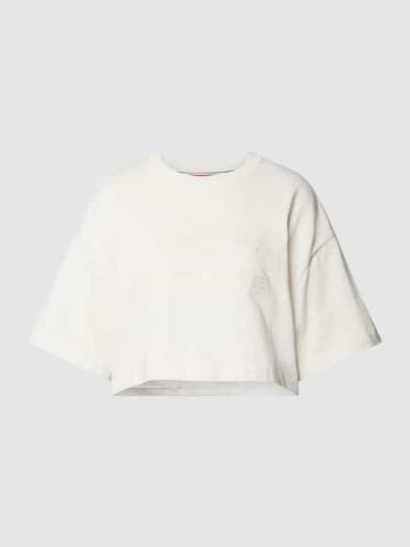 Tommy Hilfiger Cropped T-Shirt mit Label-Stitching in Weiss, Größe L