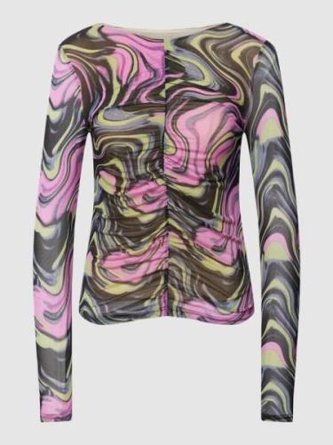 mbyM Longsleeve mit grafischem Allover-Muster Modell 'Jeevan' in Rosa,...