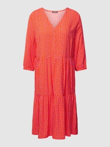 Montego Midikleid aus Viskose mit Allover-Muster in Dunkelorange, Größ...