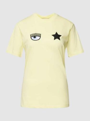 Chiara Ferragni T-Shirt mit Motiv-Stitching Modell 'EYE STAR' in Gelb,...