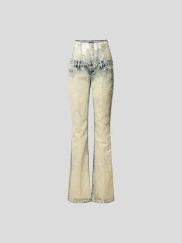 Diesel Flared Fit Jeans im Destroyed-Look in Beige Melange, Größe 24