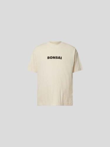 Bonsai T-Shirt mit Stehkragen in Beige, Größe L