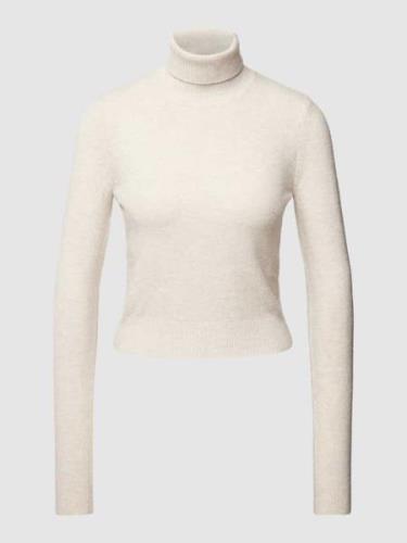 Review Strickpullover mit Rollkragen in Offwhite Melange, Größe L