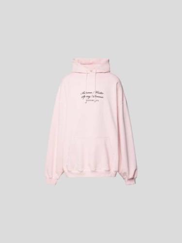 VETEMENTS Oversized Hoodie mit Label-Stitching in Hellrosa, Größe L