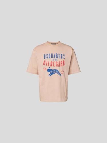 Dsquared2 Loose Fit T-Shirt mit Label-Print in Beige, Größe L