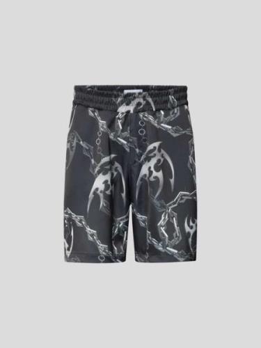 HAN Kjobenhavn Shorts mit Allover-Print in Silber, Größe 46