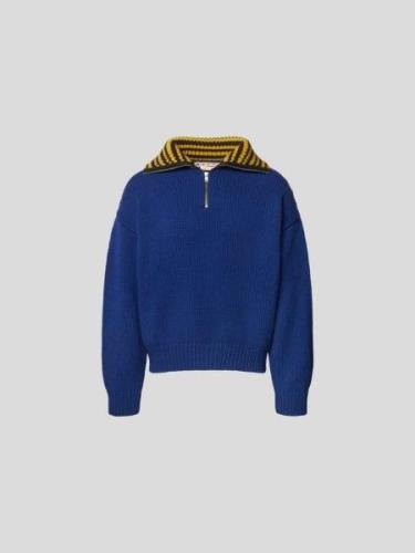 Marni Oversized Pullover aus reiner Schurwolle in Ocean, Größe 48