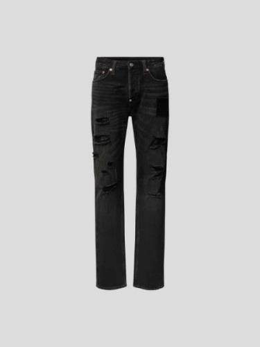 Evisu Jeans im Destroyed-Look in Black, Größe 31