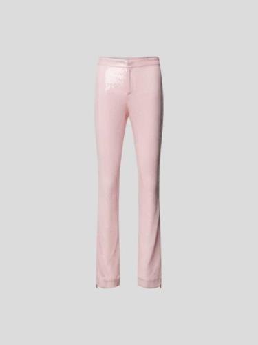 ROTATE Bootcut Hose mit Allover-Paillettenbesat in Rosa, Größe 34